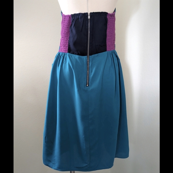 Xhilaration Strapless Color Block Staples Dress in Teal and Purple With Pockets - Picture 6 of 8